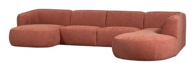 WOOOD Lounge U-bank 'Polly' Rechts, Woven, kleur Roze
