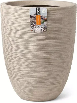Capi waste elegant laag rib nl kunststof bloempot 46x58 cm terrazzo beige