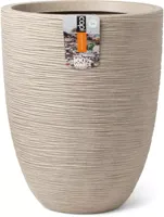 Capi waste elegant laag rib nl kunststof bloempot 46x58 cm terrazzo beige