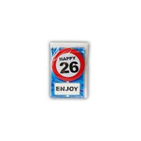 Happy Birthday kaart met button 26 jaar