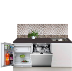 Kitchenette 170cm greeploos wit met koelkast en vaatwasser RAI-551