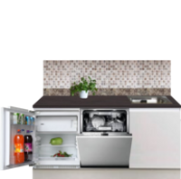 Kitchenette 170cm greeploos wit met koelkast en vaatwasser RAI-551 - thumbnail
