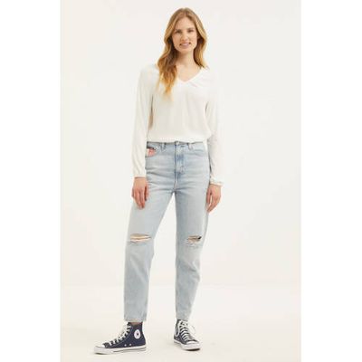 Tommy Jeans high waist mom jeans met logo light denim Tommy Jeans high waist mom jeans met logo light denim