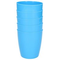 5x drinkbekers van kunststof 300 ml in het blauw - Drinkbekers