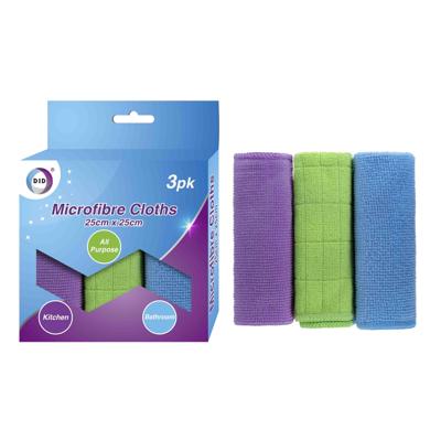 Microvezel doekjes - 3x stuks - kleuren mix - schoonmaak doekjes - 25 x 25 cm