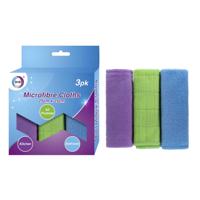 Microvezel doekjes - 3x stuks - kleuren mix - schoonmaak doekjes - 25 x 25 cm