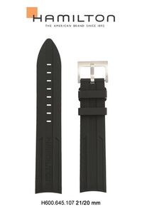 Horlogeband Hamilton H001.77.555.335.01 / H775550 / H600645107 Rubber Zwart 21mm