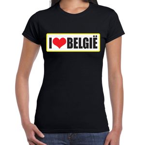 I love Belgie landen t-shirt zwart dames