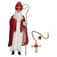 Sinterklaas kostuum - inclusief ring en kruis ketting met rode steen - thumbnail