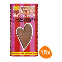 Tony's Chocolonely - Gifting bar: Recht uit m'n chocohart (Melk roos framboos) - 15x 180g