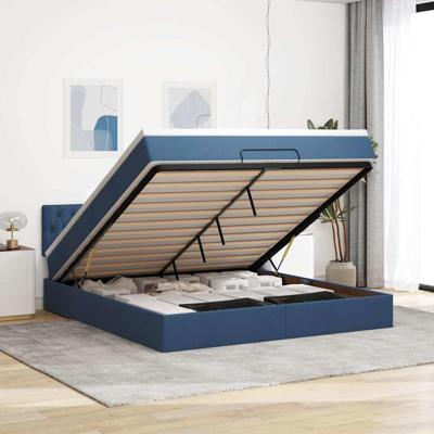 Ottoman bed met matras 160x200cm stof blauw