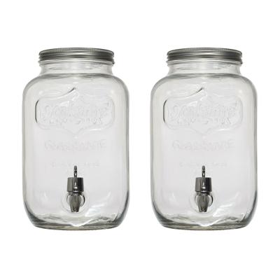 Home Deco Factory Drankdispenser - 2x - 4.0 liter - glas - limonadetap - waterdispenser