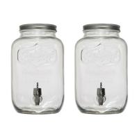 Home Deco Factory Drankdispenser - 2x - 4.0 liter - glas - limonadetap - waterdispenser