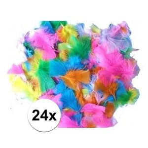 24x Kleurrijke veren 14 gram   -