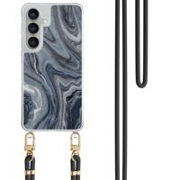 Samsung Galaxy S25 FE hoesje met zwart koord - Midnight marble Samsung Galaxy S25 FE hoesje met zwart koord - Midnight marble