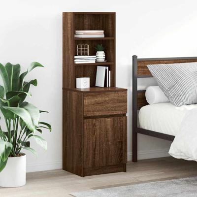 Nachtkastje 39x35x125 cm bewerkt hout bruin eikenkleurig
