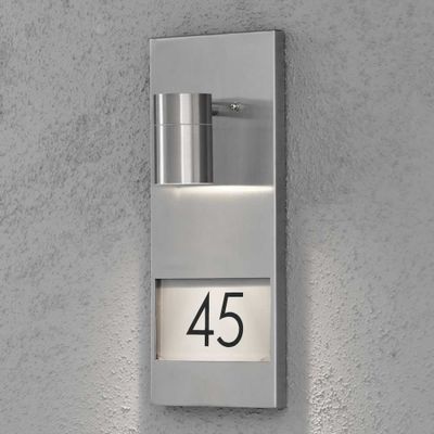 Modena wandverlichting huisnummer met verlichting RVS 7655-000 fitting GU10 Konstsmide