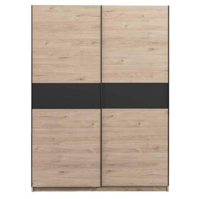 Leen Bakker - Schuifdeurkast Genua - Eikenkleur/antraciet - 204x150x60 Cm - Spaanplaat - Bruin - 150.6x204x60.3 Cm