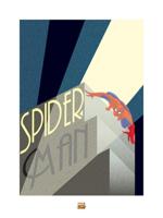 Kunstdruk Marvel Deco SpiderMan Building 60x80cm