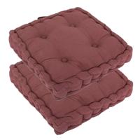 Atmosphera Vloerkussen Square - 2x - wijn rood - katoen - 38,5 x 38,5 x 8 cm - vierkant - Extra dik