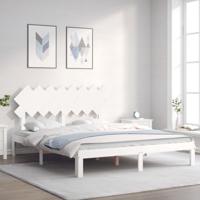 Bedframe zonder matras massief grenenhout wit 160x200 cm