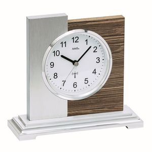 AMS F5149 Tafelklok zendergestuurd Notenhout-Aluminium
