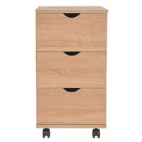 The Living Store Ladekast - Eiken - 33 x 45 x 60 cm - 3 lades - Wieltjes