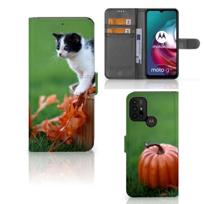 Motorola Moto G10 | G20 | G30 | Telefoonhoesje | Met pasjeshouder | Kitten