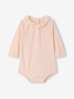 Body baby meisjes kraag met ruches lange mouwen lichtroze