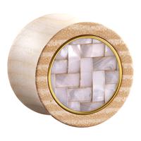 Double Flared Plug met Mother of Pearl Inlay Hout Tunnels & Plugs