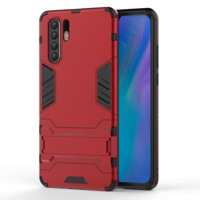 Schokbestendige PC + TPU Case voor Huawei P30 Pro met houder (rood)