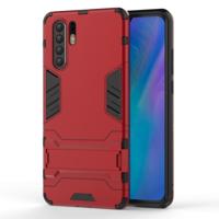 Schokbestendige PC + TPU Case voor Huawei P30 Pro met houder (rood)