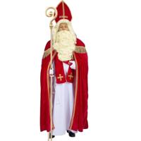 Sinterklaas verkleed kostuum - compleet met baard/snor en staf - one size - volwassenen