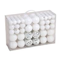 G. Wurm kerstballen -??100x stuks - winter wit - kunststof -?3, 4 en 6 cm - onbreekbaar