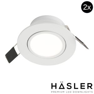 Inbouwspot Häsler Ancona Incl. Fase Aansnijding Dimbaar 8 cm 4 Watt Helder Wit RVS Set 2x