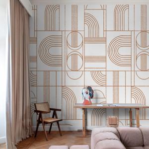 Modern Behang Colonnade Rol Wit Bruin