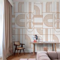 Modern Behang Colonnade Rol Wit Bruin