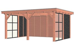 Trendhout Buitenverblijf Siena 535x415 cm - Combinatie 1- Plat dak- Onbehandeld lariks Douglas hout- Trendhout