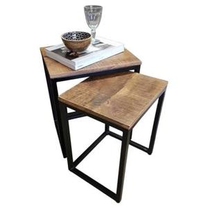 SVJ Bijzettafel Rechthoekig - 65x40x50 cm - Metaal - Zwart - Set van 2