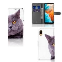 Huawei Y6 (2019) | Telefoonhoesje | Met pasjeshouder | Kat