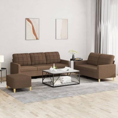 4-delige Loungeset met kussens stof bruin