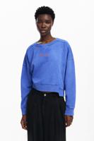 Sweatshirt met wassingseffect - BLUE - L