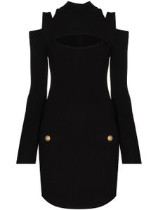 Balmain robe courte à découpes - Noir