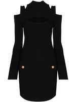 Balmain robe courte à découpes - Noir