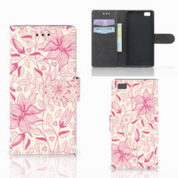 Huawei Ascend P8 Lite Hoesje Pink Flowers - thumbnail