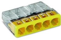 Wago Lasklem 5 polig geel transparant 0.5-2.5mm² 100 stuks in doos 2273-205 Wago Lasklem 5 polig geel transparant 0.5-2.5mm² 100 stuks in doos 2273-205