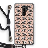 Zwarte poes: Xiaomi Redmi 9 Transparant Hoesje met koord