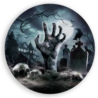 Halloween/horror begrafenis bordjes - 6x - zwart - papier - D23 cm   -