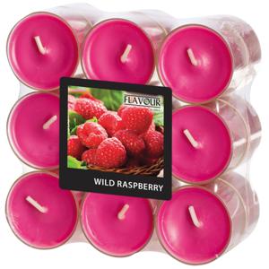 Geur theelichtjes/waxinelichtjes - transparant - 18x - Wild Raspberry aroma - 6 branduren