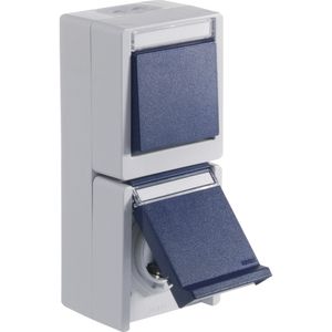 Schakelaar stopcontact waterdicht IP55 met klep verticaal